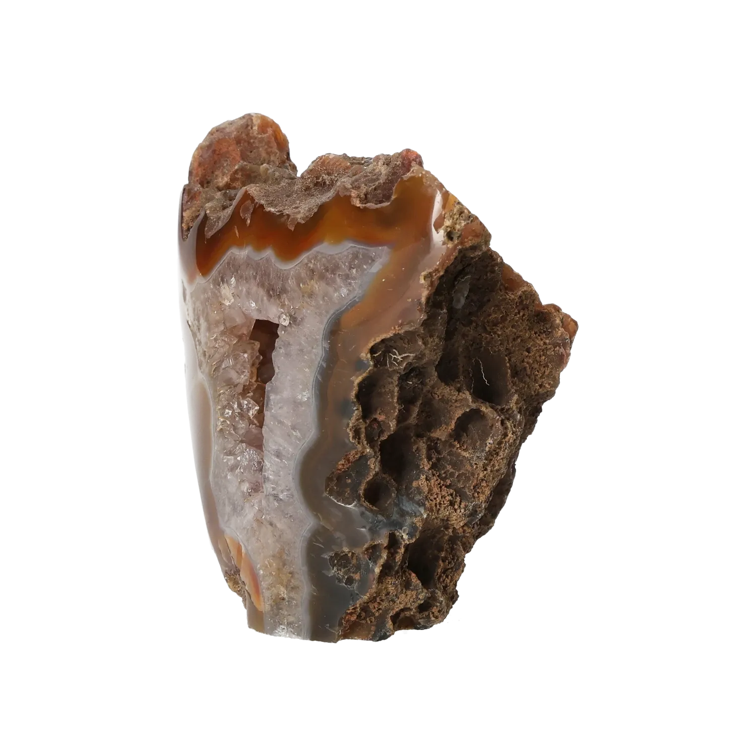Semi polished Chalcedony with Quartz 10000405
