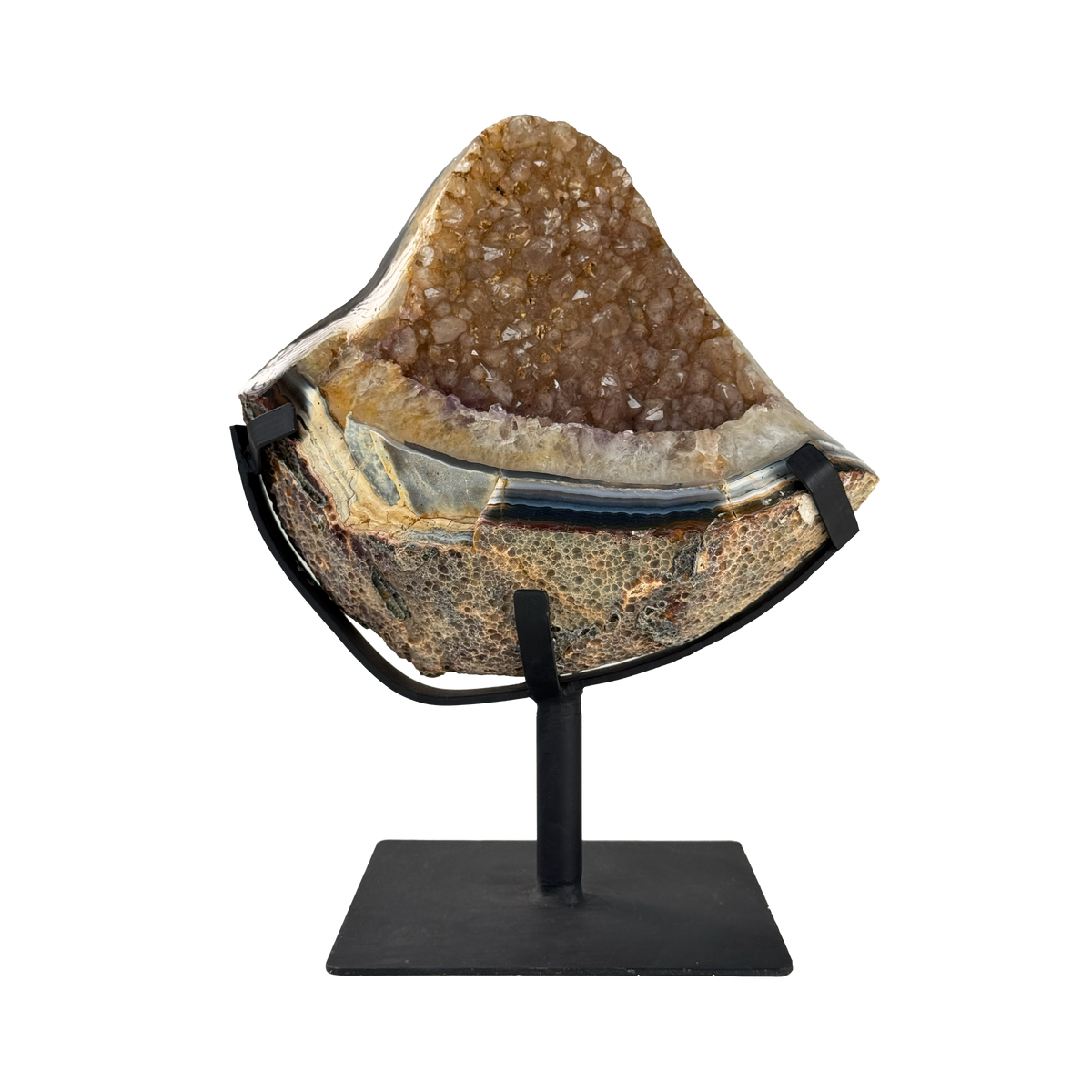 Semi Polished Agate On Metal Base