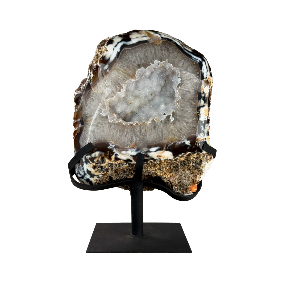 Semi Polished Agate On Metal Base
