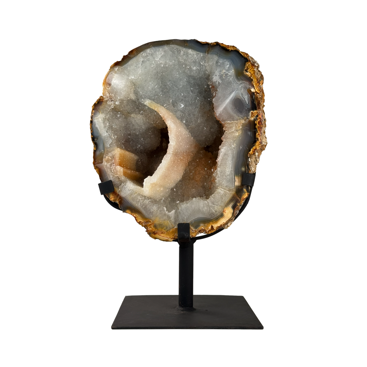 Semi Polished Agate On Metal Base