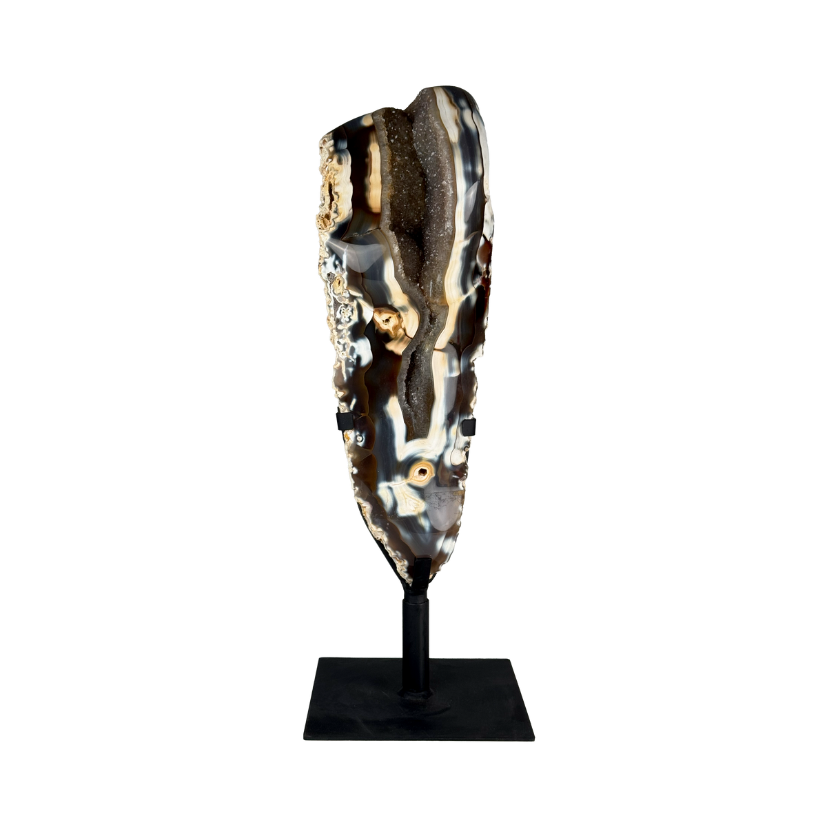 Semi Polished Agate On Metal Base