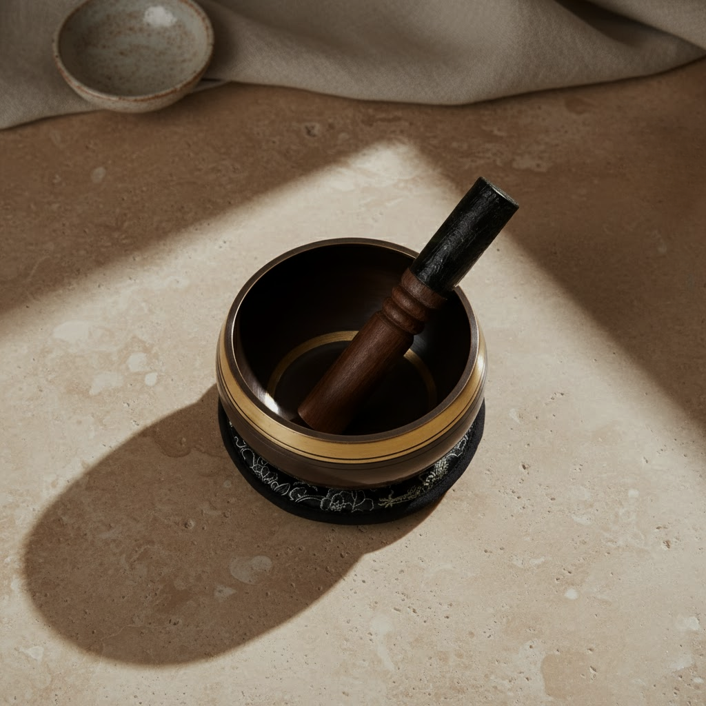 Hand Beaten & Engraved Singing Bowl Gift Set - 14cm - Lotus 555944 P25