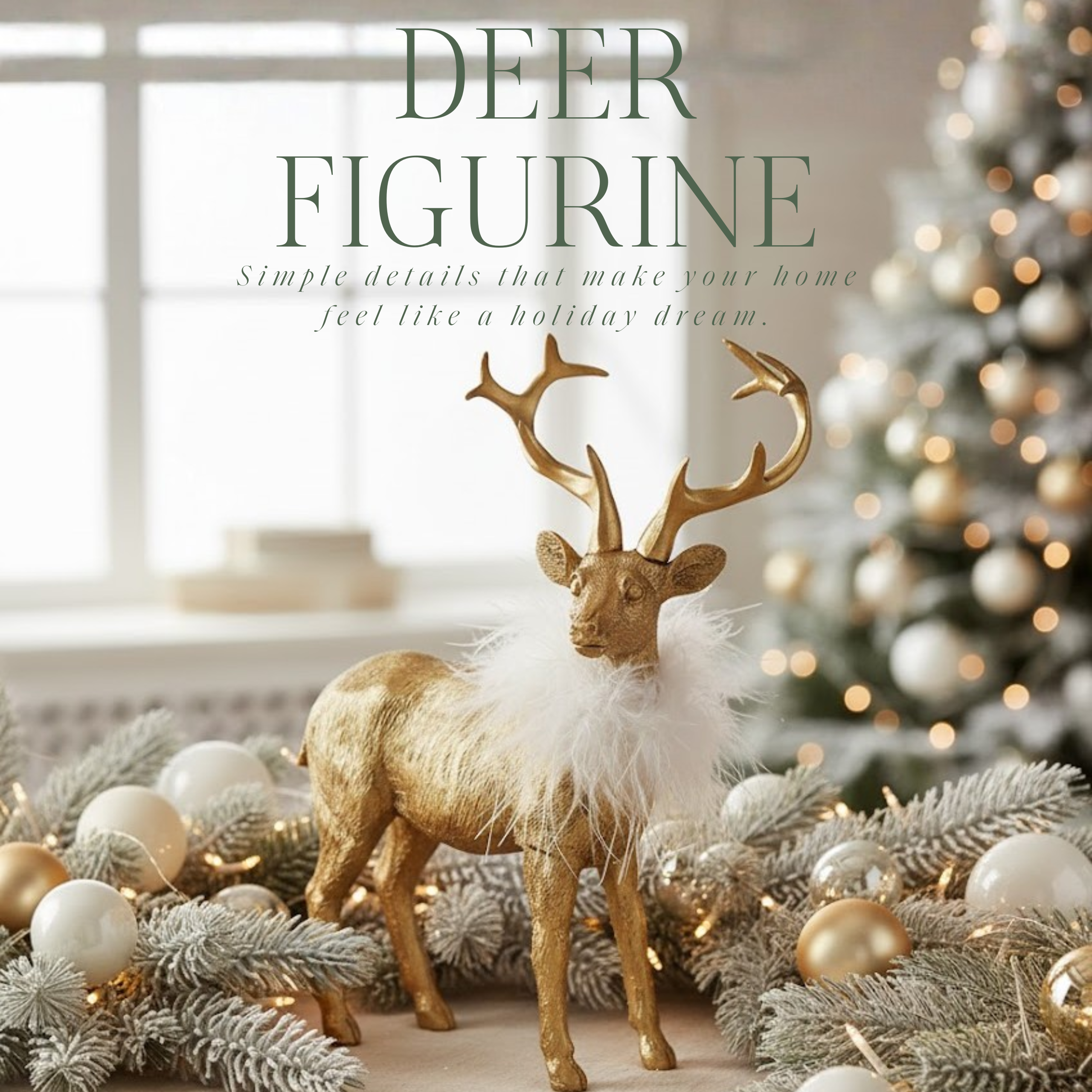 Golden Poly Resin Deer Figurine 592918 P25