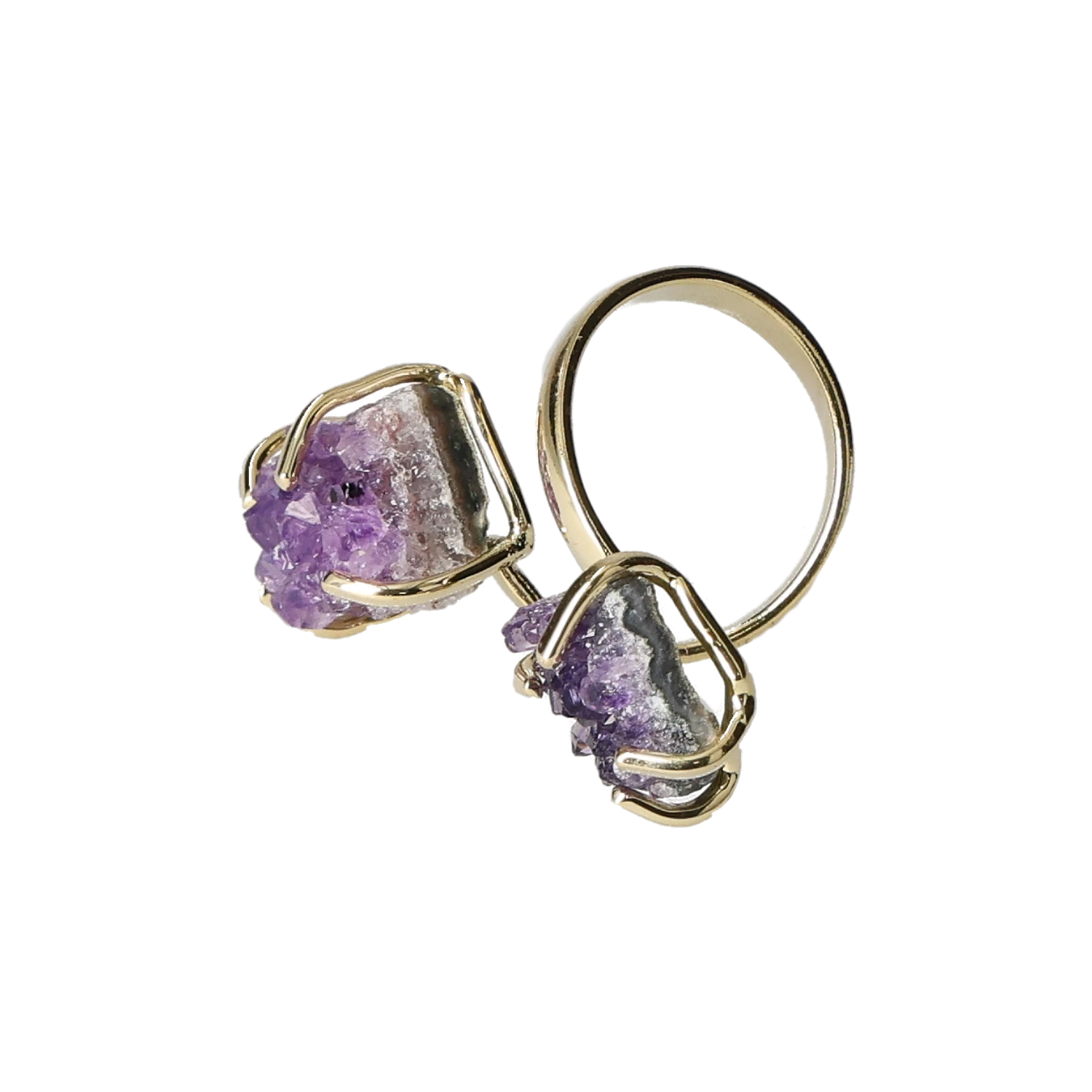 Amethyst Druse Ring Gold
