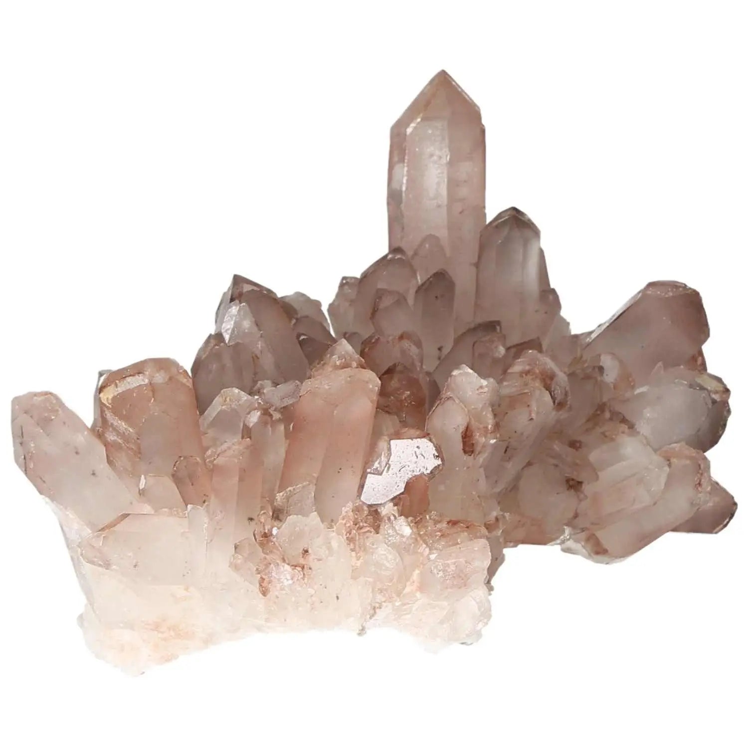 Quartz Cluster with Lithium from Sylvia Crystals, showcasing unique hues and spiritual essence, enhances aesthetic and energetic appeal.