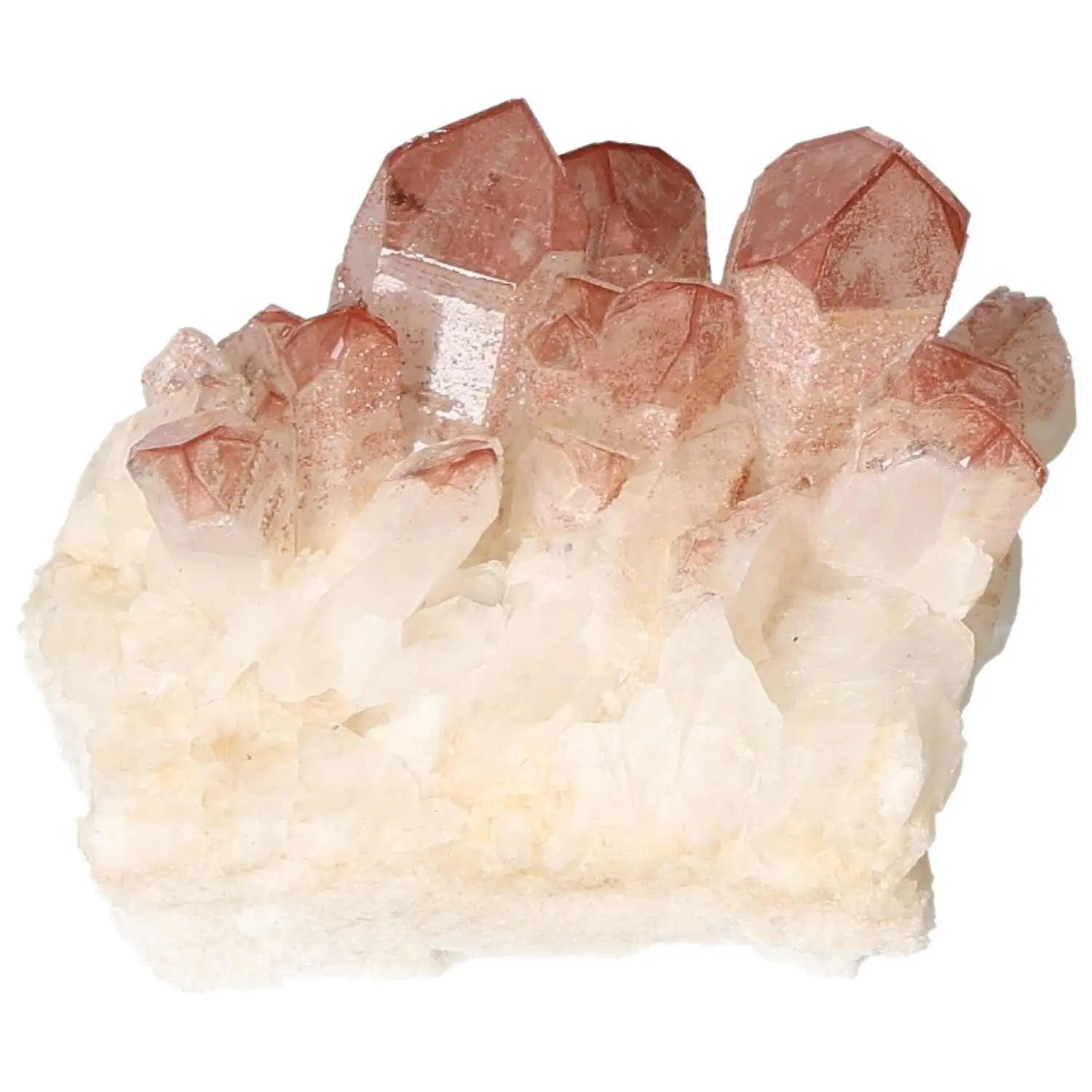 Quartz Cluster With Lithium crystal from Sylvia Crystals, showcasing pink lithium-infused quartz for calming energies and elegance.