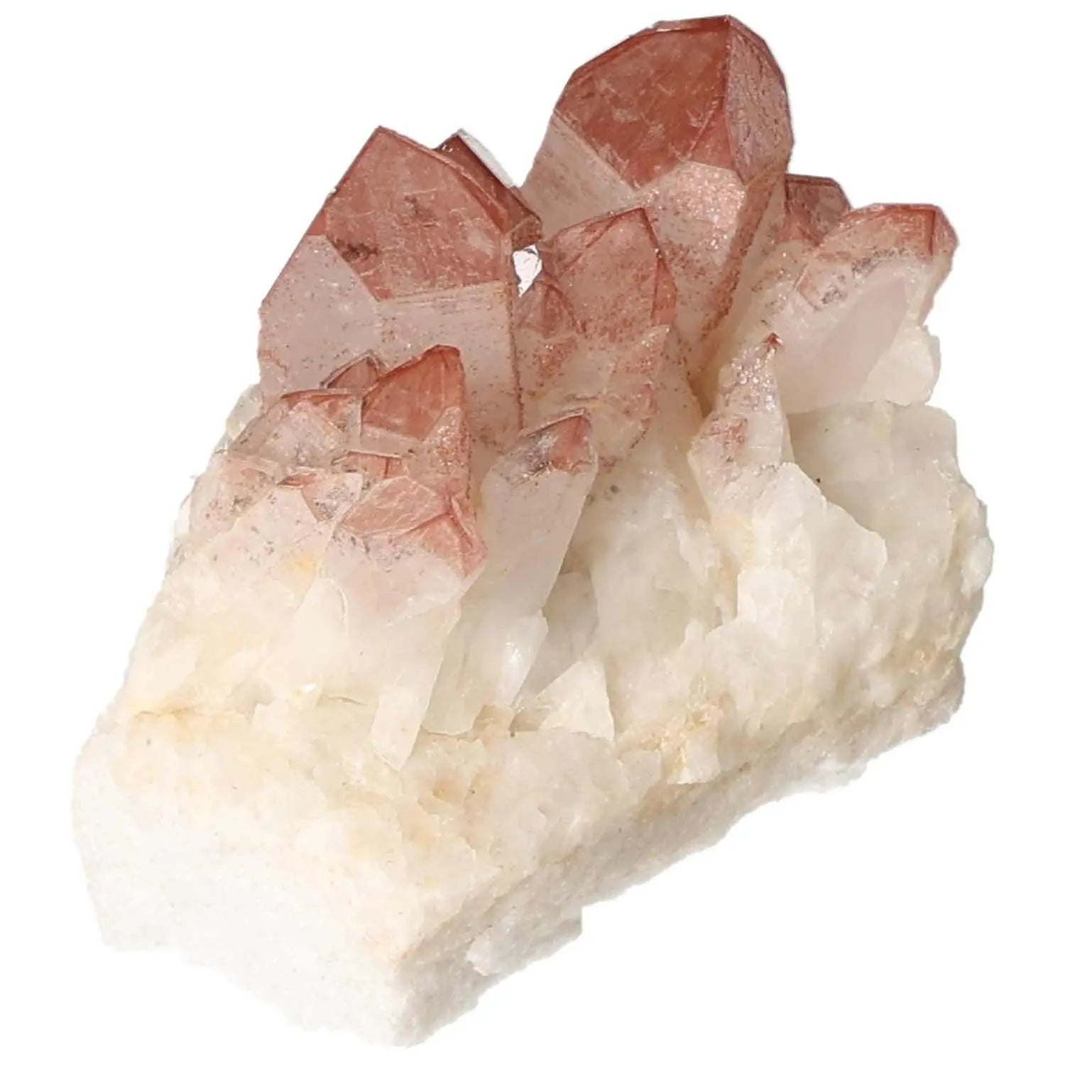 Quartz Cluster with Lithium from Sylvia Crystals showcasing pinkish hues, known for calming energies and premium quality.