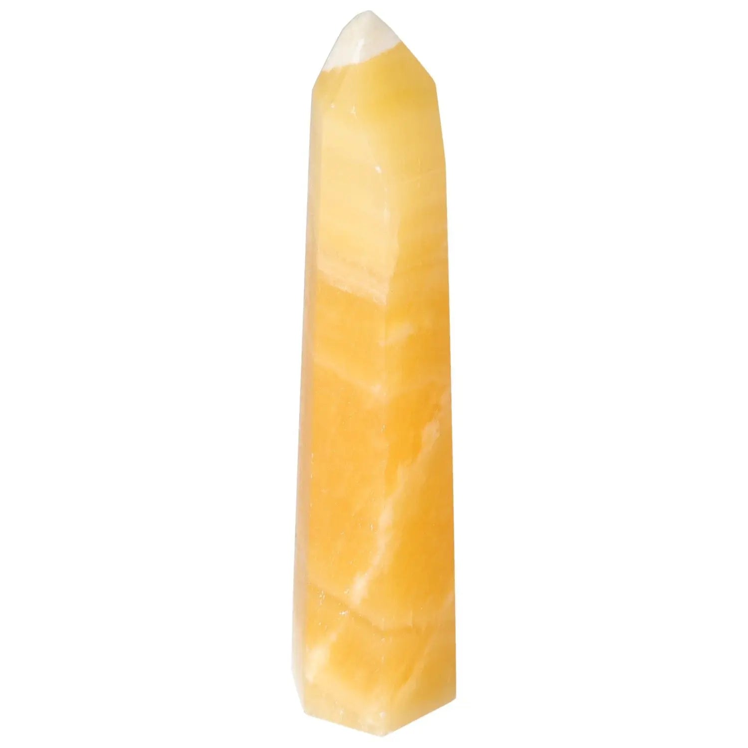 Mexican Calcite Obelisk: Enhance motivation, focus, and energy with this premium crystal from Sylvia Crystals, ideal for personal growth.