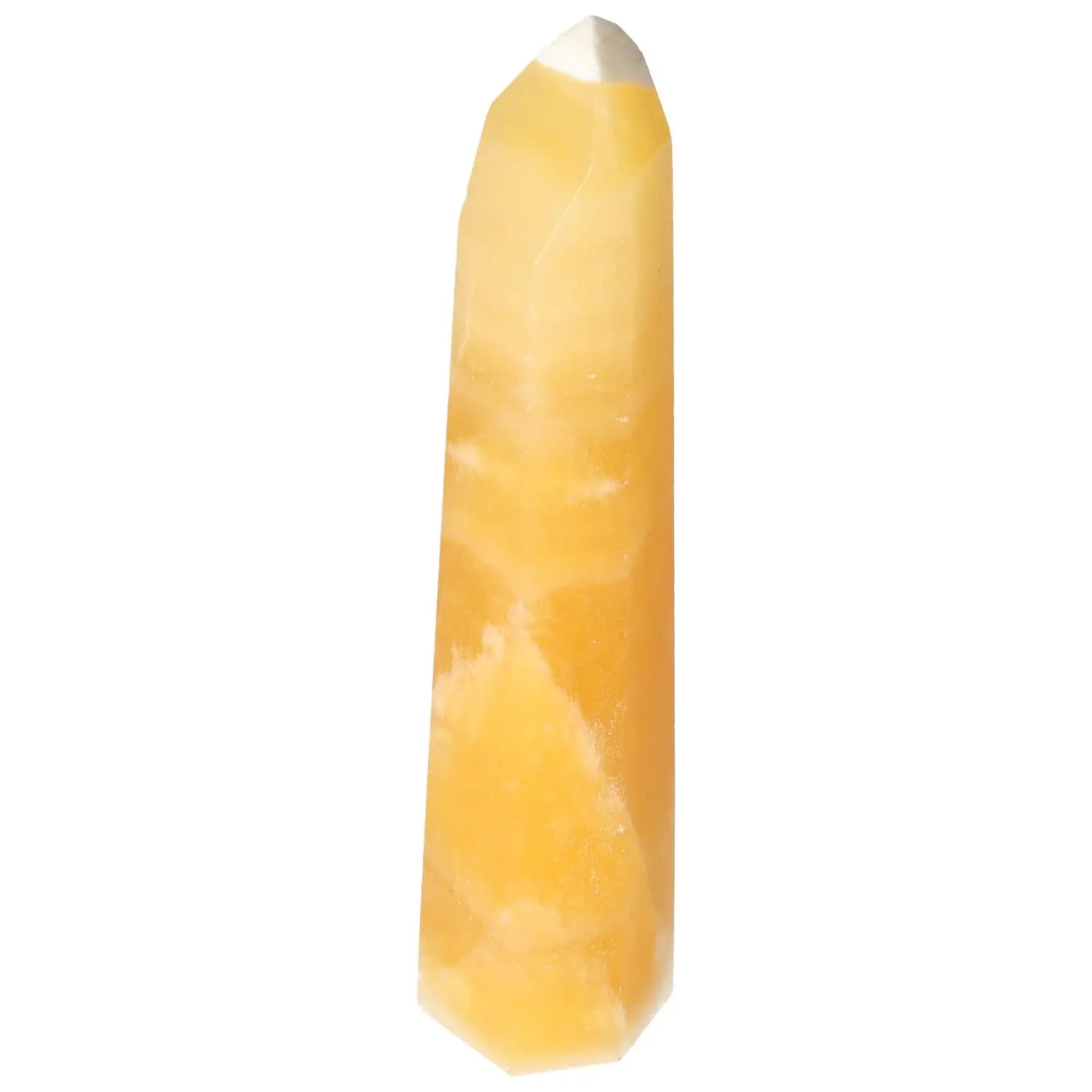Mexican Calcite Obelisk by Sylvia Crystals; premium stone for enhancing motivation, focus, and success in personal development.