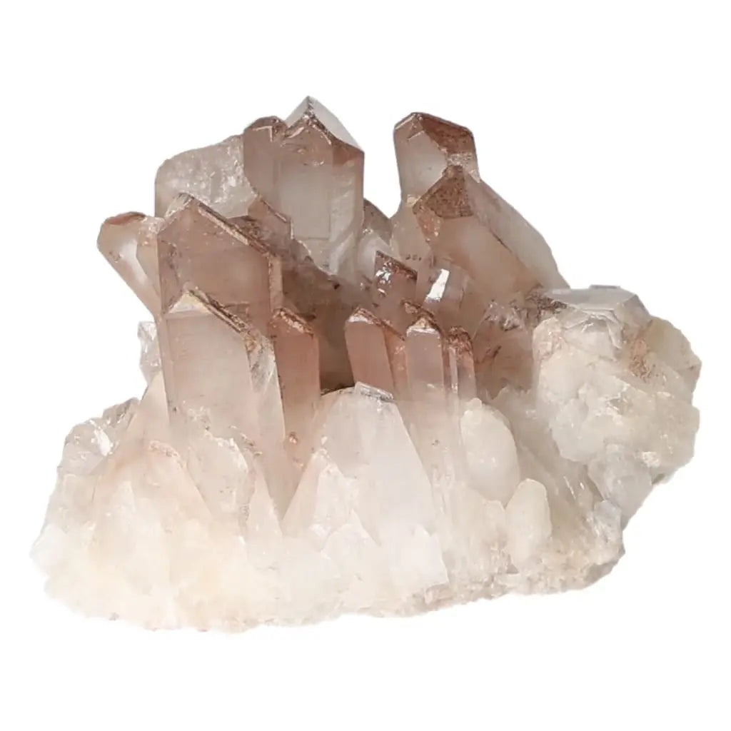 Quartz Cluster with Lithium Crystal, showcasing vibrant energy and calming properties, a premium selection from Sylvia Crystals.