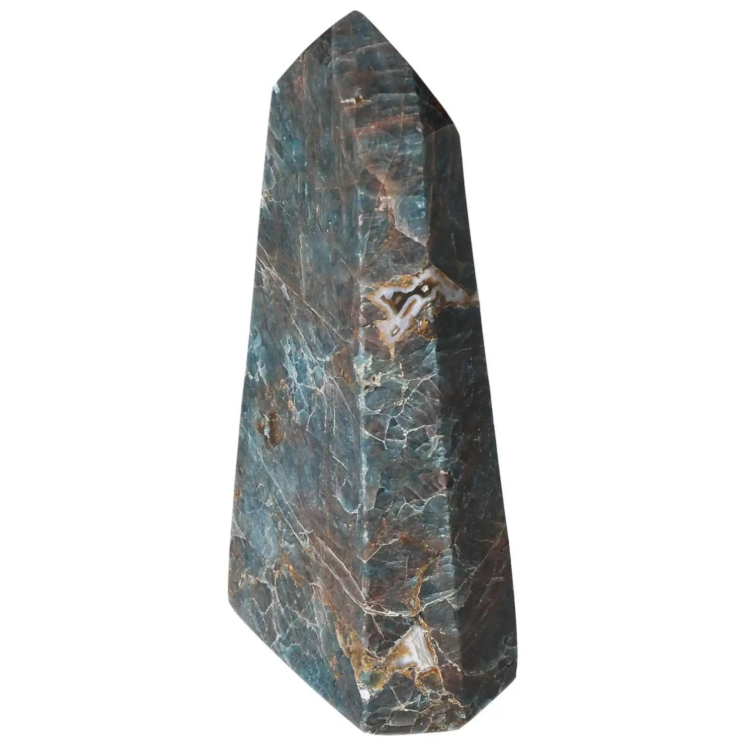 Elegant Apatite Obelisk crystal with rich blue hues, perfect for enhancing focus and clarity, from Sylvia Crystals.