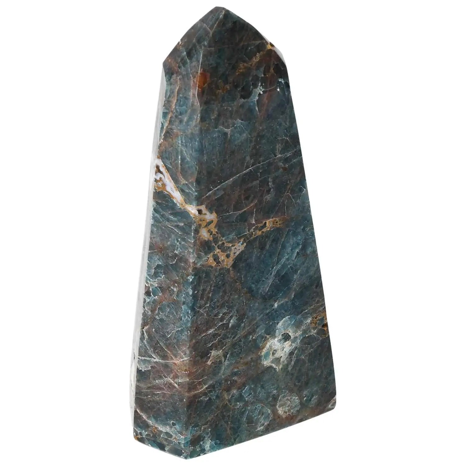 Apatite Obelisk from Sylvia Crystals, a high-quality gemstone enhancing focus and clarity, ideal for spiritual growth and decor.