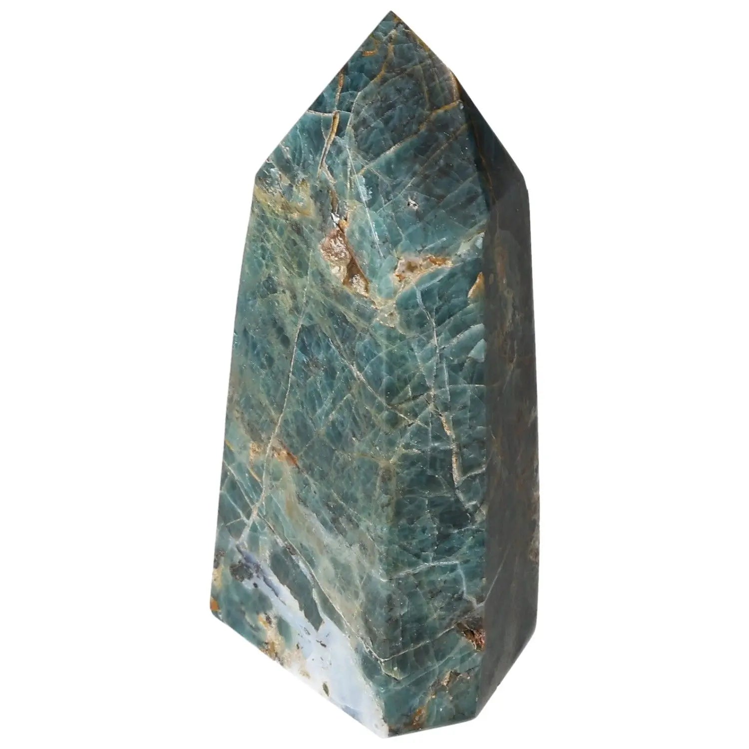 Apatite Obelisk from Sylvia Crystals with vibrant blue hues and exceptional clarity, symbolizing elegance and spirituality.