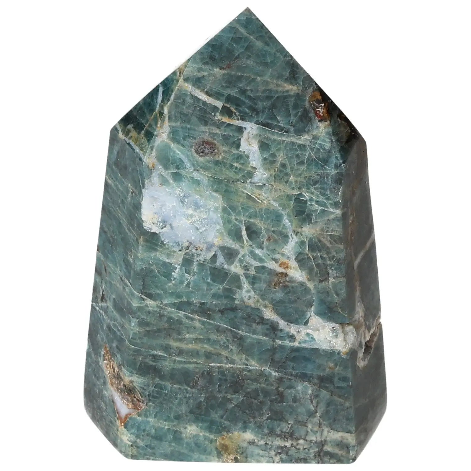 Vibrant Apatite Obelisk gemstone with radiant hues, enhancing clarity and growth, from Sylvia Crystals.
