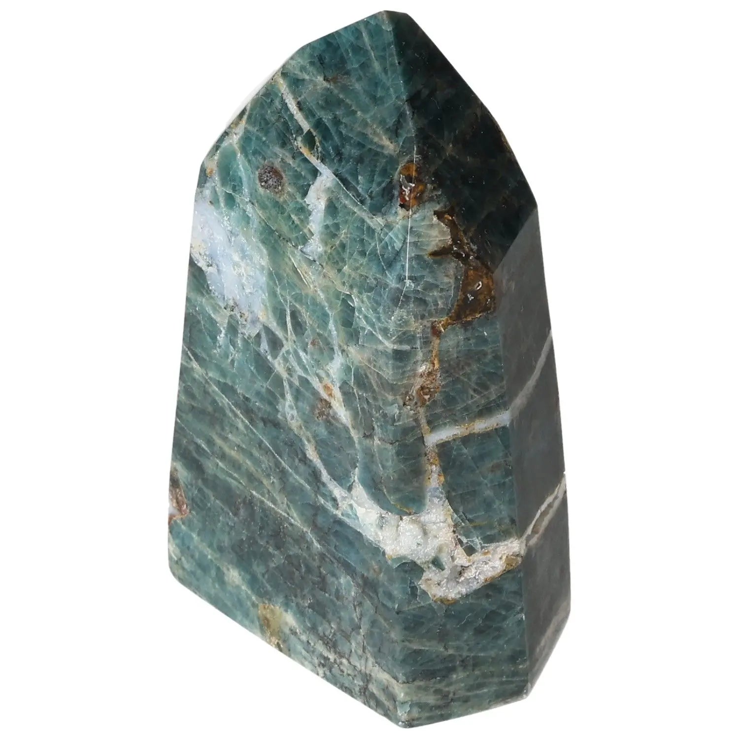 Vibrant Apatite Obelisk crystal with unique natural patterns, enhancing personal growth and clarity. Perfect for any crystal collection.