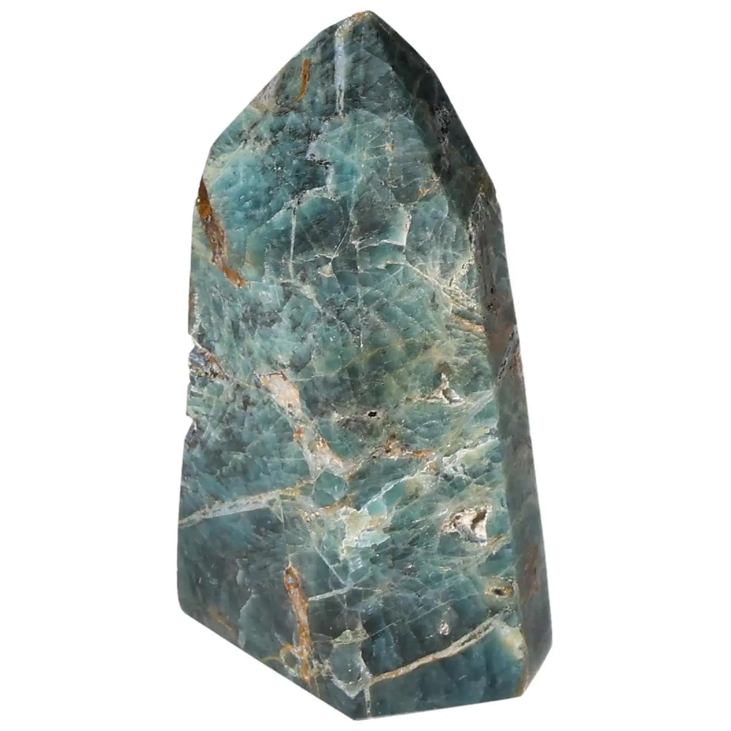 Luxurious Apatite Obelisk from Sylvia Crystals, showcasing vibrant blue hues for clarity and focus. Ideal for spiritual elegance.