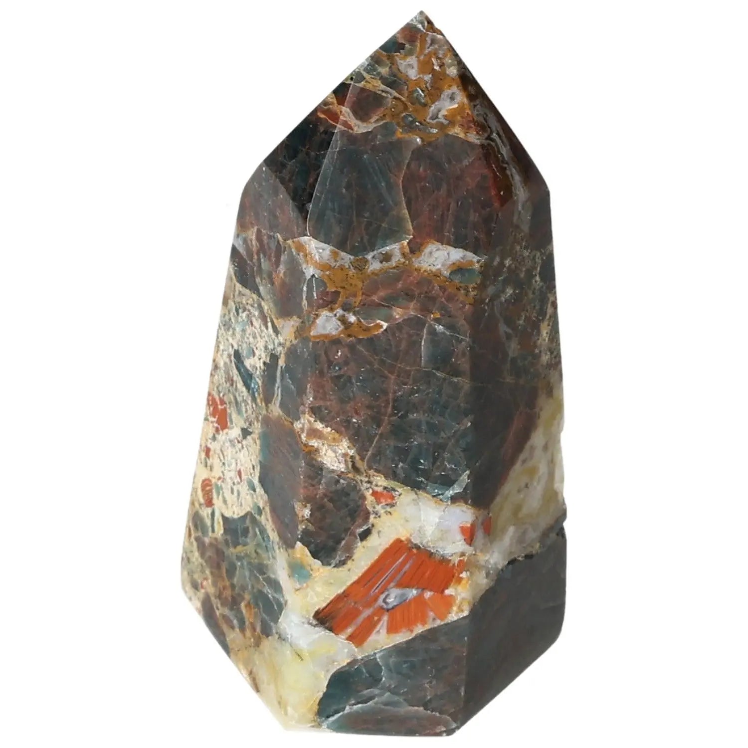 Apatite Obelisk from Sylvia Crystals, showcasing its unique natural patterns and promoting positive energy and luxury aesthetics.