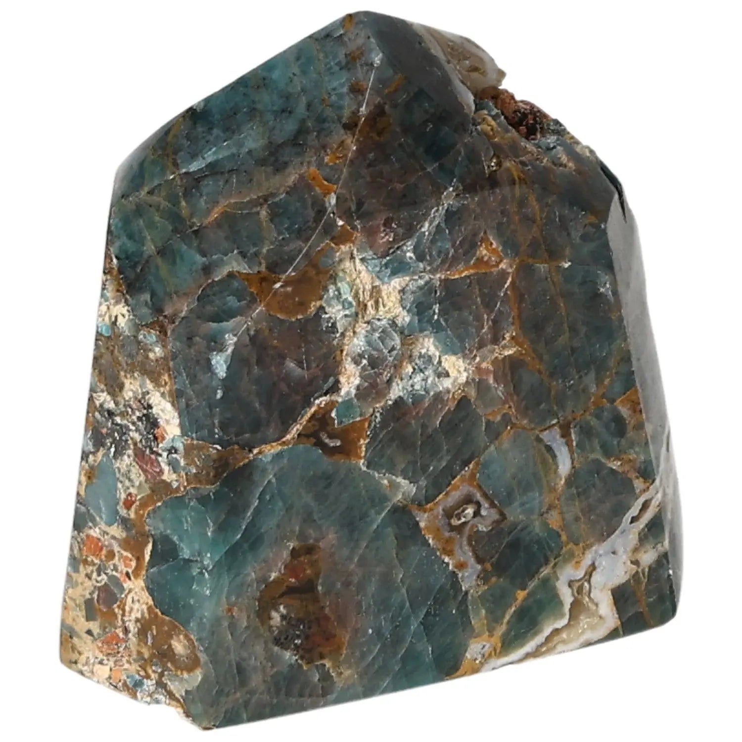 Apatite Obelisk from Sylvia Crystals, featuring intricate patterns and mesmerizing hues, ideal for spiritual energy and natural beauty seekers.