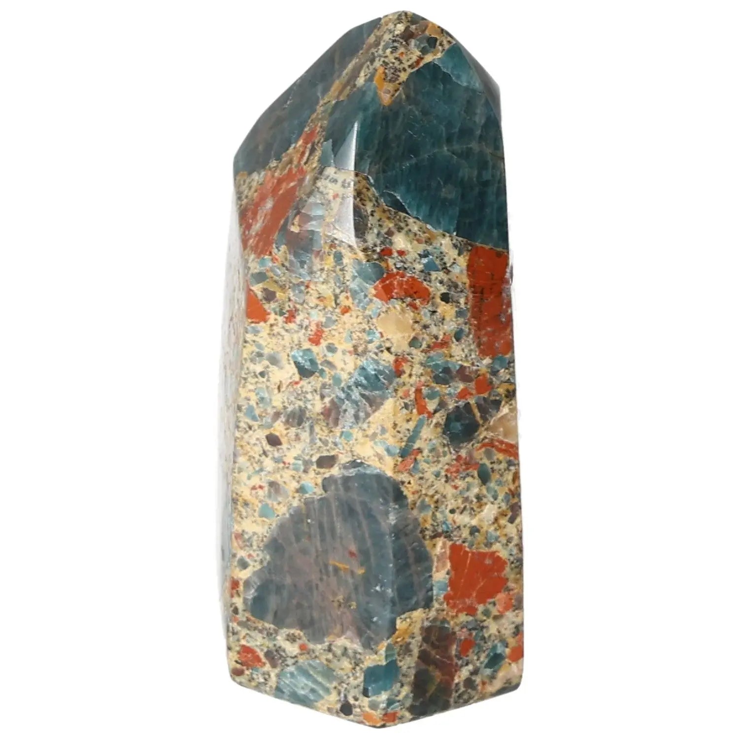 Vibrant Apatite Obelisk by Sylvia Crystals showcasing rich hues and exquisite craftsmanship for luxury and spiritual enrichment.