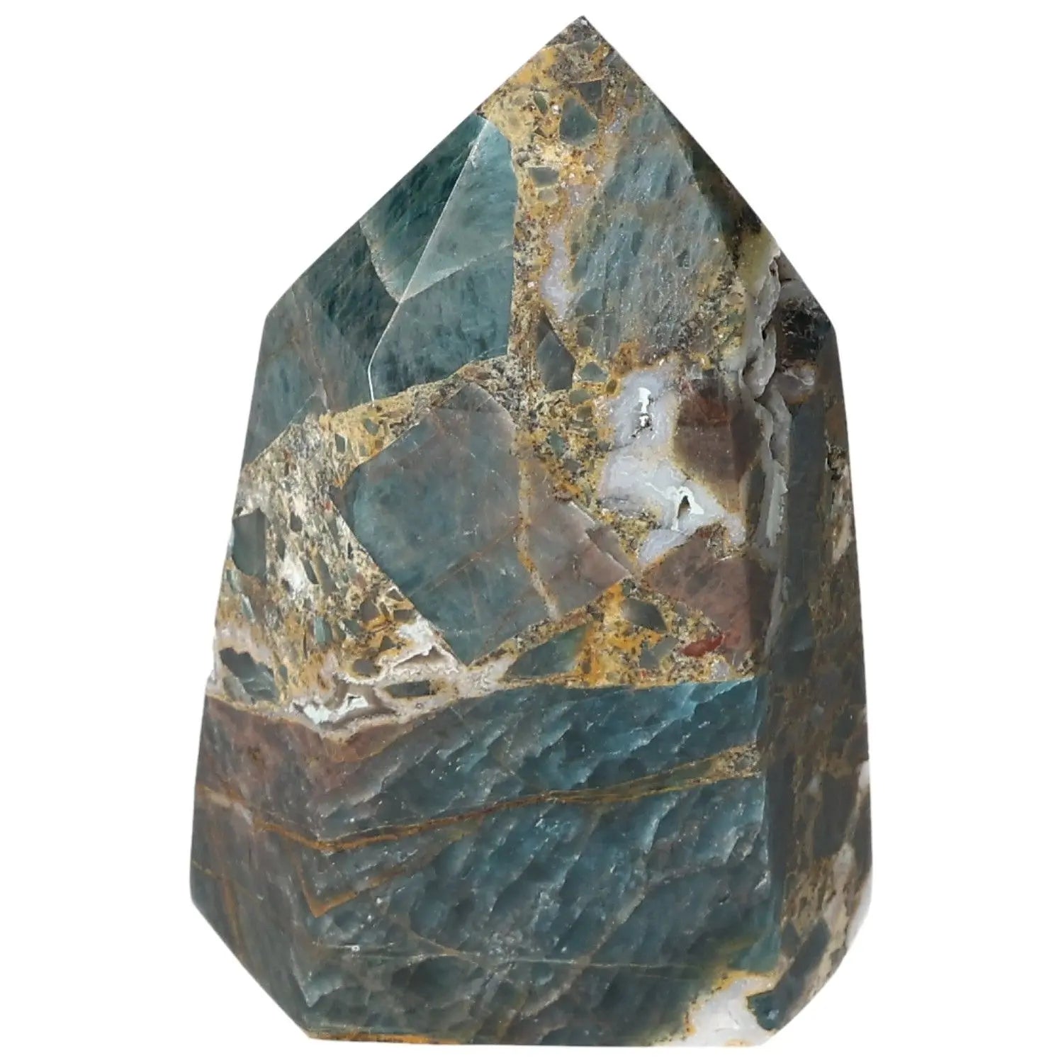 Vibrant Apatite Obelisk by Sylvia Crystals, ideal for clarity and focus, showcasing exquisite texture and color.