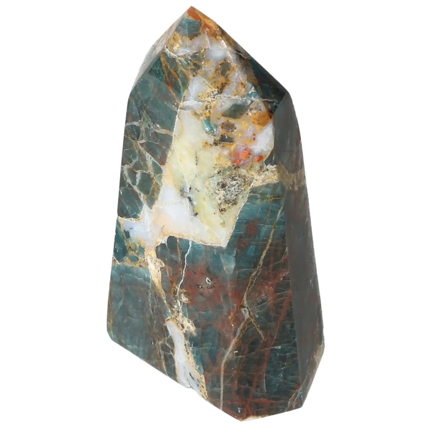 Apatite Obelisk from Sylvia Crystals, showcasing a vibrant blue hue, symbolizing clarity and spiritual awareness.