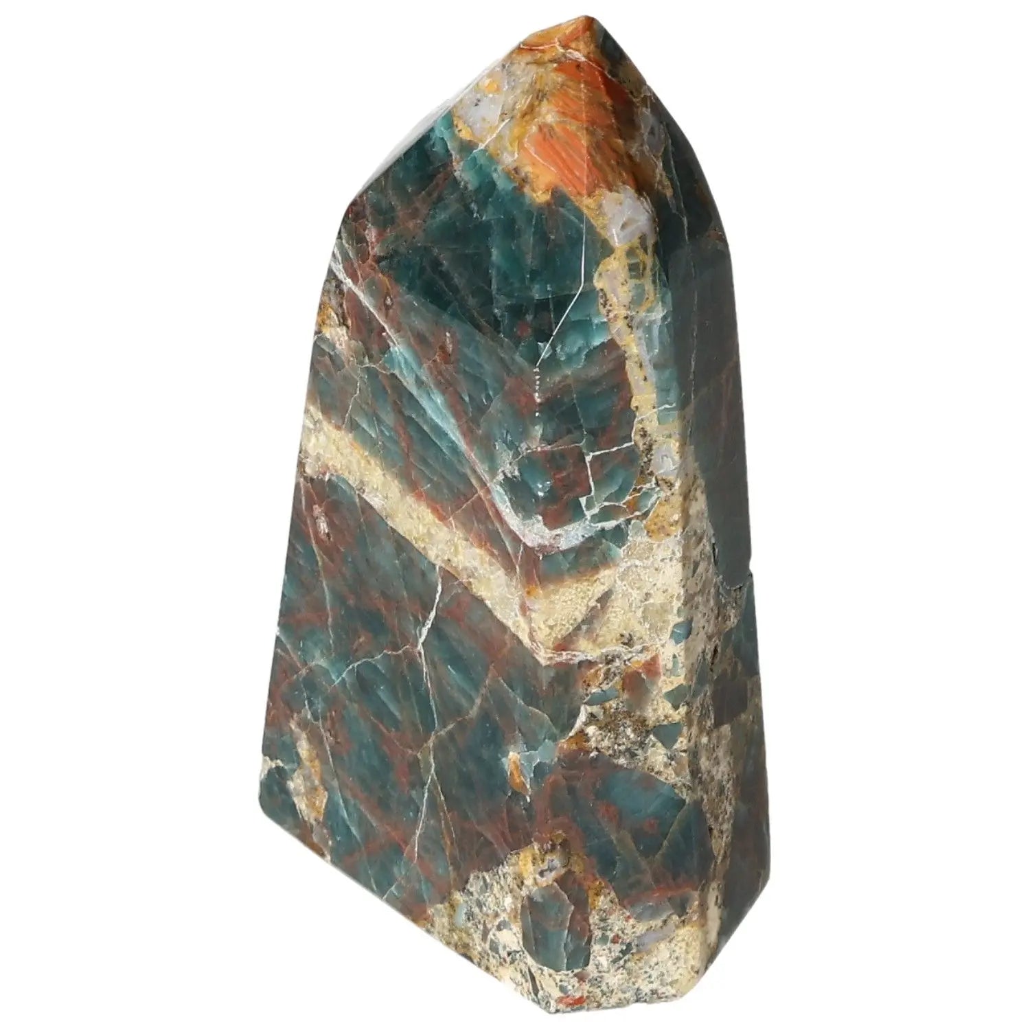 Vibrant blue Apatite Obelisk from Sylvia Crystals, symbolizing clarity and spiritual awareness, perfect for luxury decor and meditation.
