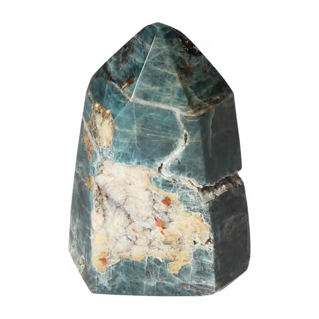 Apatite Obelisk from Sylvia Crystals with vibrant hues and exceptional clarity, serving as a luxury decorative and spiritual piece.