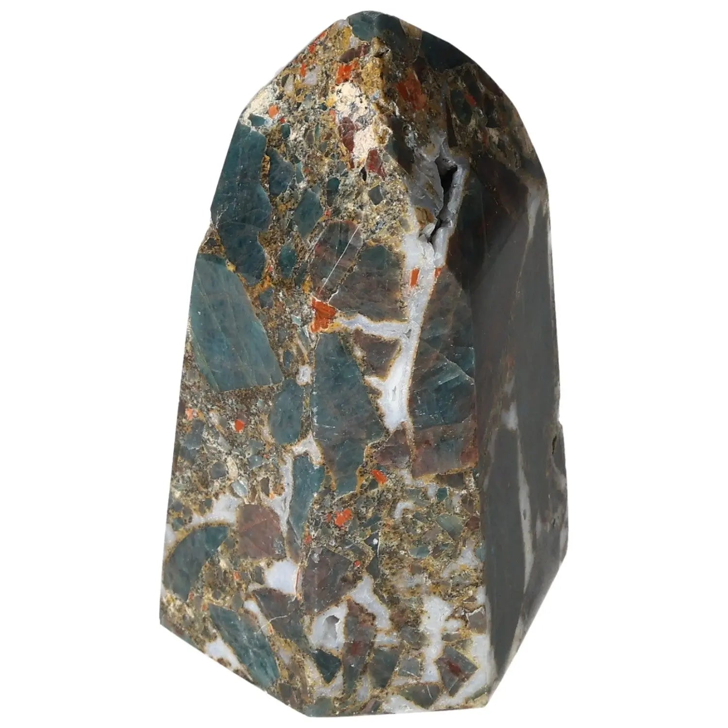 Apatite Obelisk from Sylvia Crystals showcasing premium craftsmanship and natural beauty with vibrant blue and earthy tones.