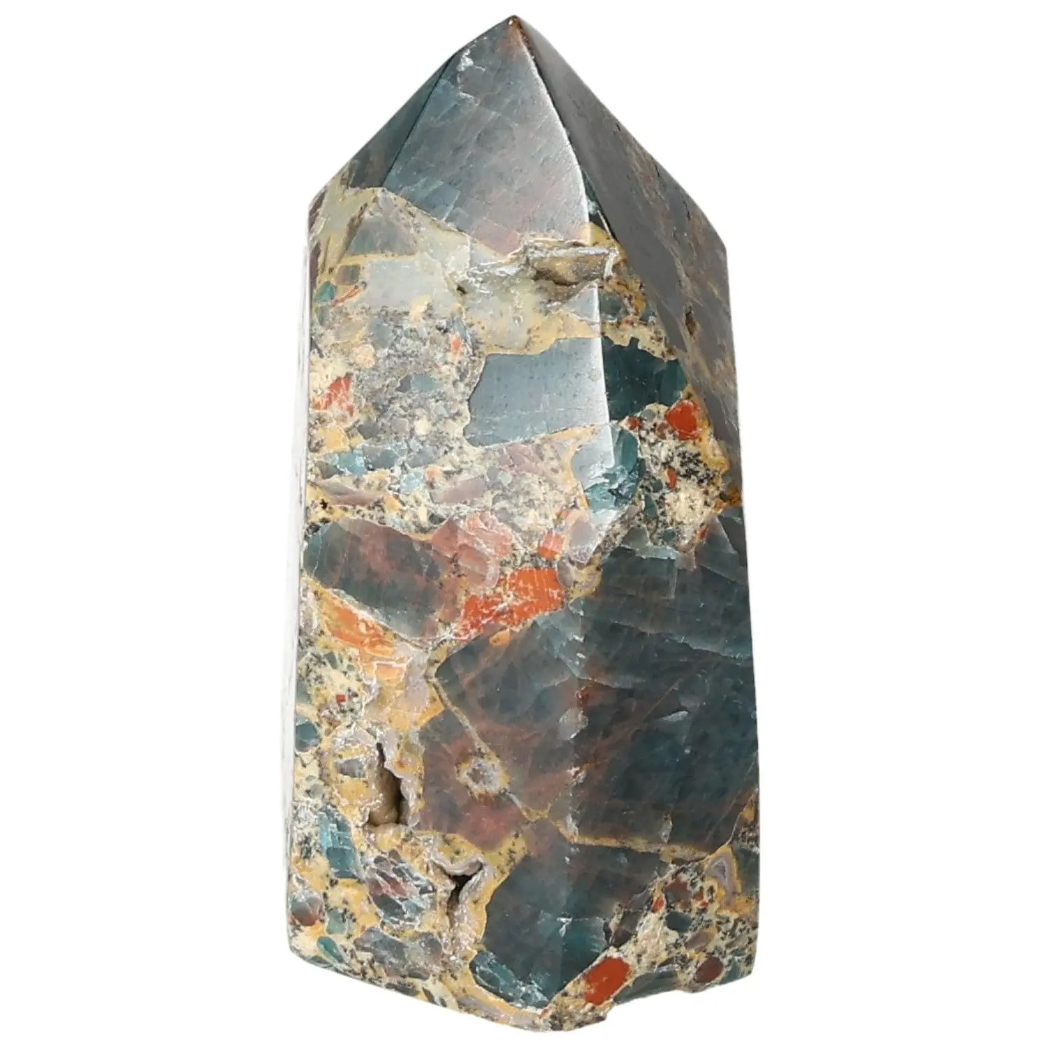 Handpicked Apatite Obelisk by Sylvia Crystals, showcasing vibrant natural hues, ideal for spiritual harmony and decorative elegance.