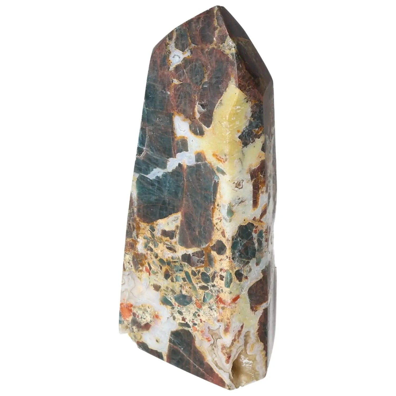 Apatite Obelisk from Sylvia Crystals featuring a sleek design, enhancing spiritual growth and energy balance.