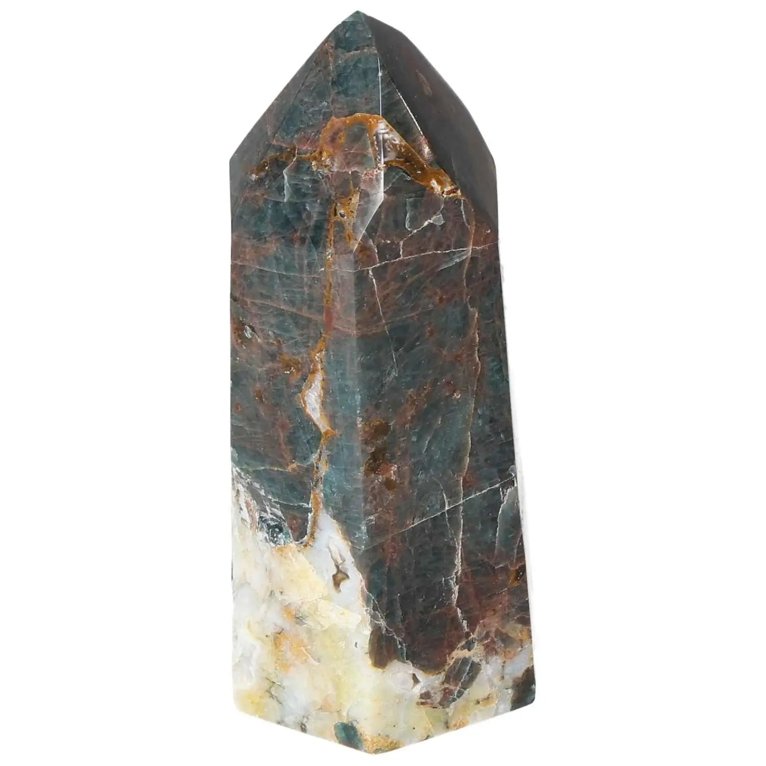 Elegant Apatite Obelisk by Sylvia Crystals, showcasing natural beauty and spiritual energy. Perfect for enhancing inner clarity.