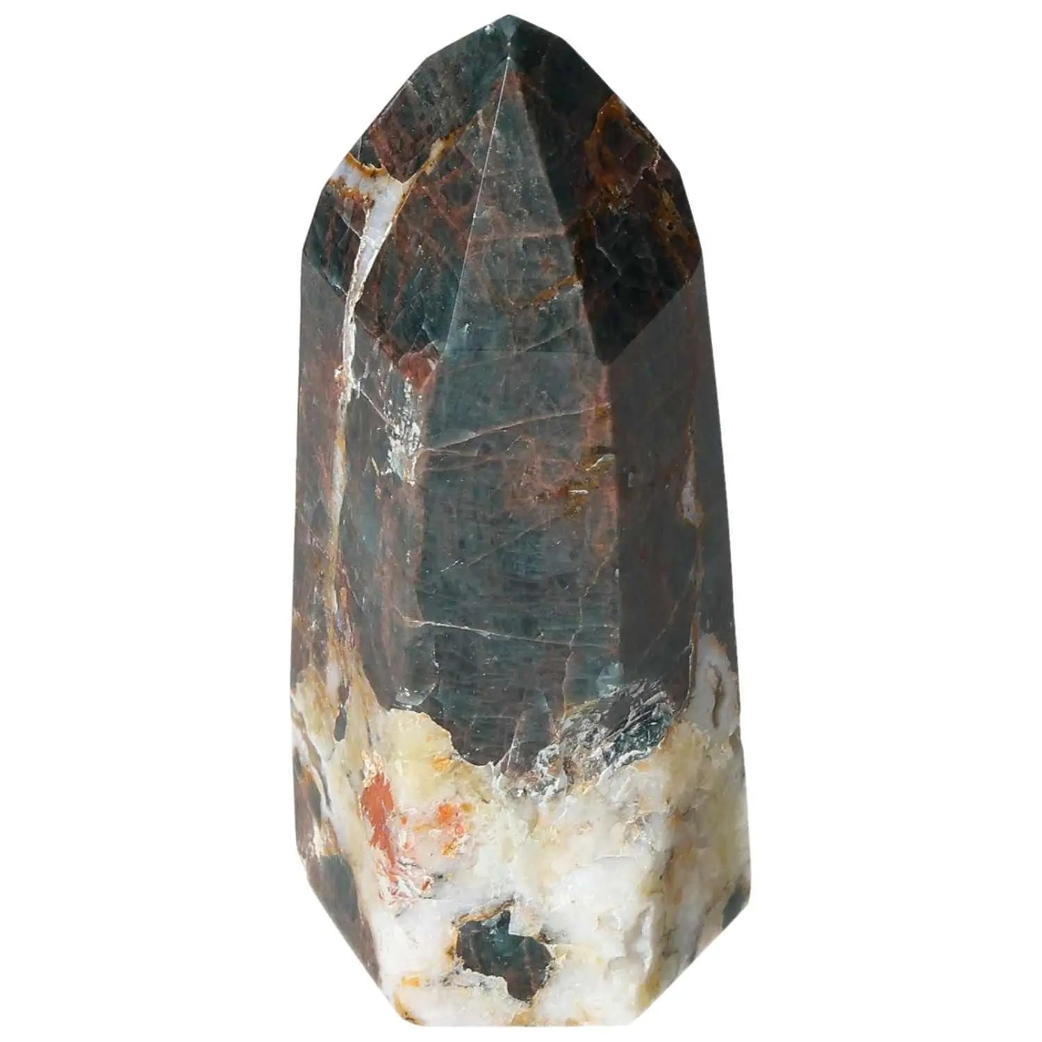 Apatite Obelisk from Sylvia Crystals with natural hues, symbolizing spiritual depth and inner clarity.