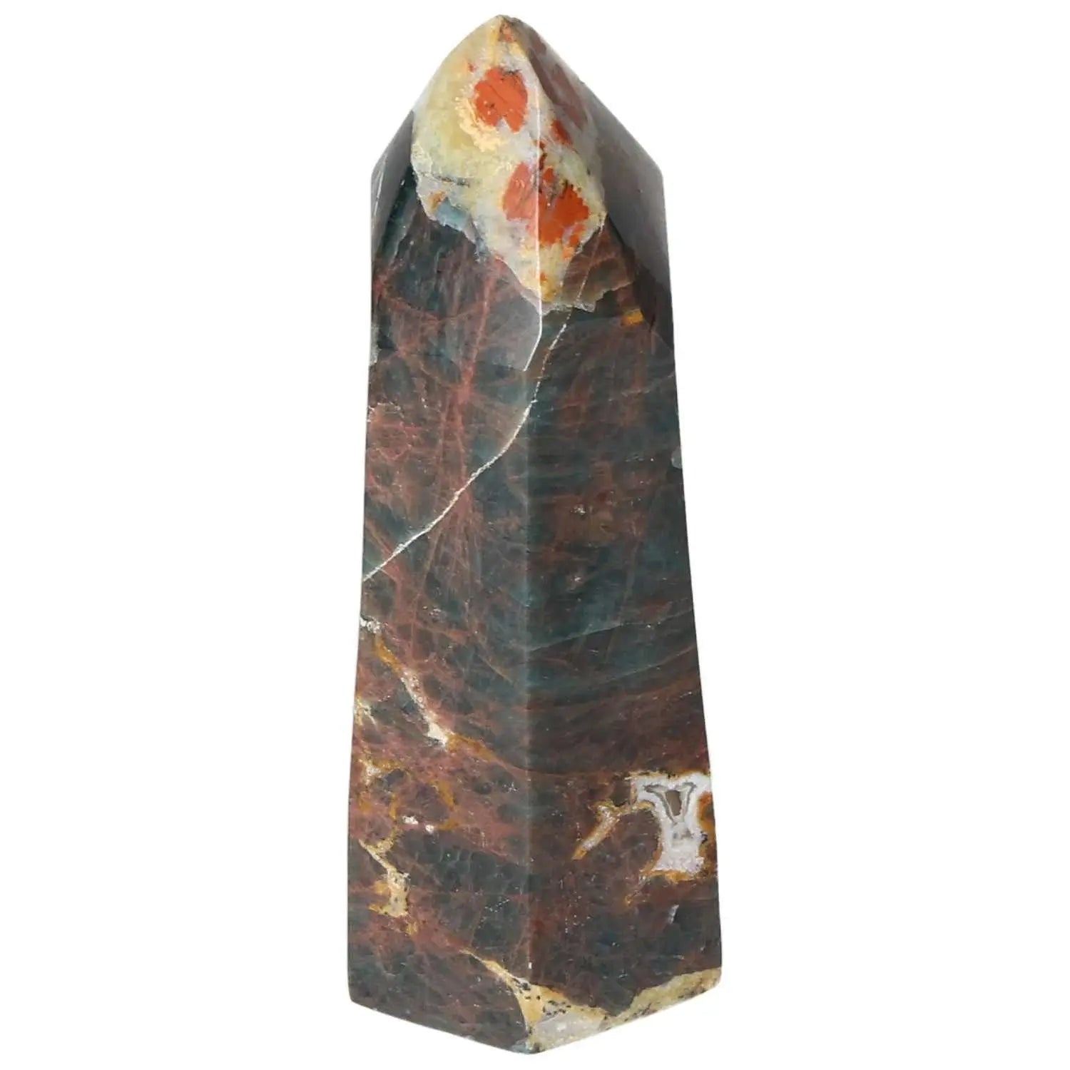 Apatite Obelisk with deep blue hues by Sylvia Crystals, handcrafted for spiritual energy and decorative elegance.