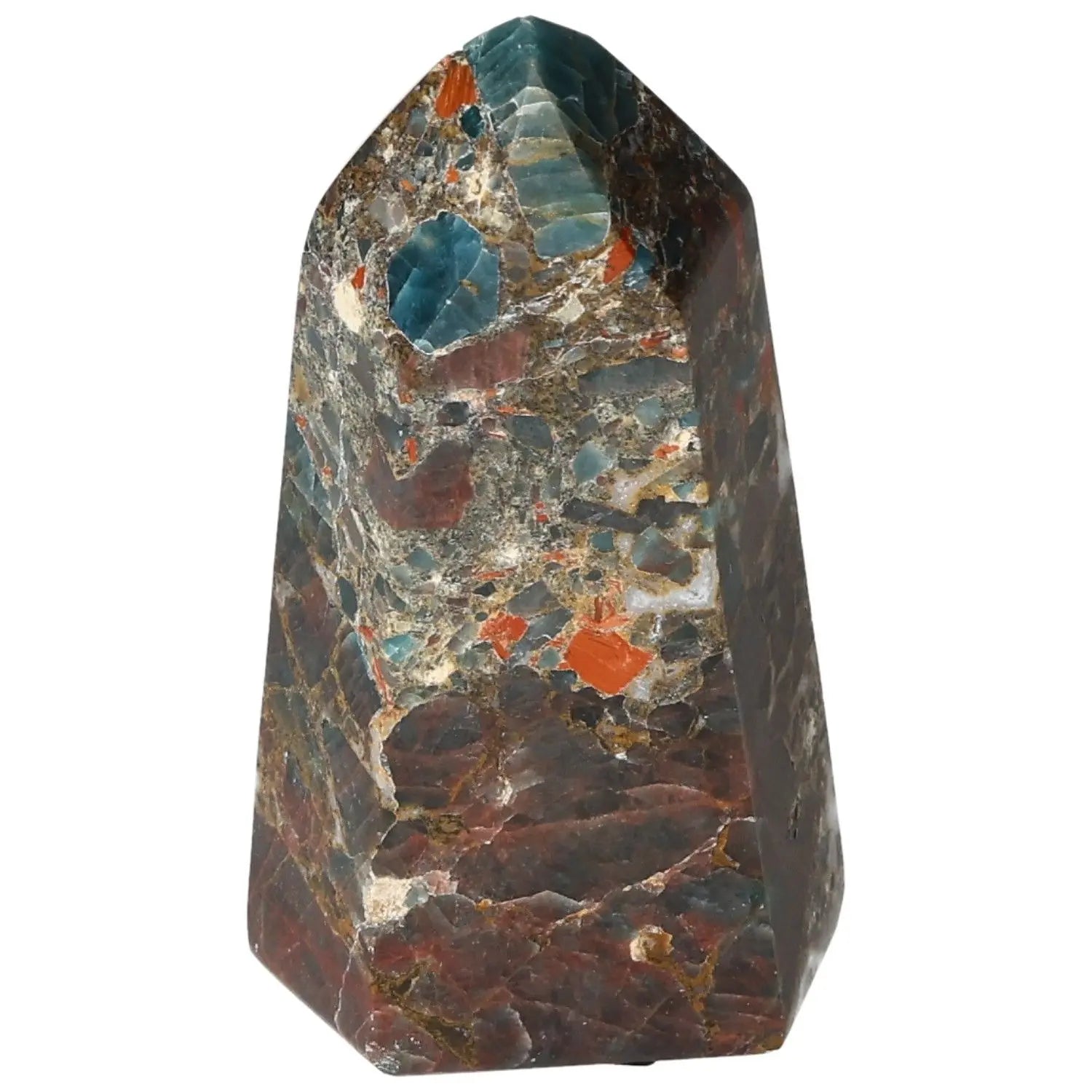 Apatite Obelisk by Sylvia Crystals, showcasing intricate patterns and luxury, perfect for elegant home decor and spiritual enhancement.