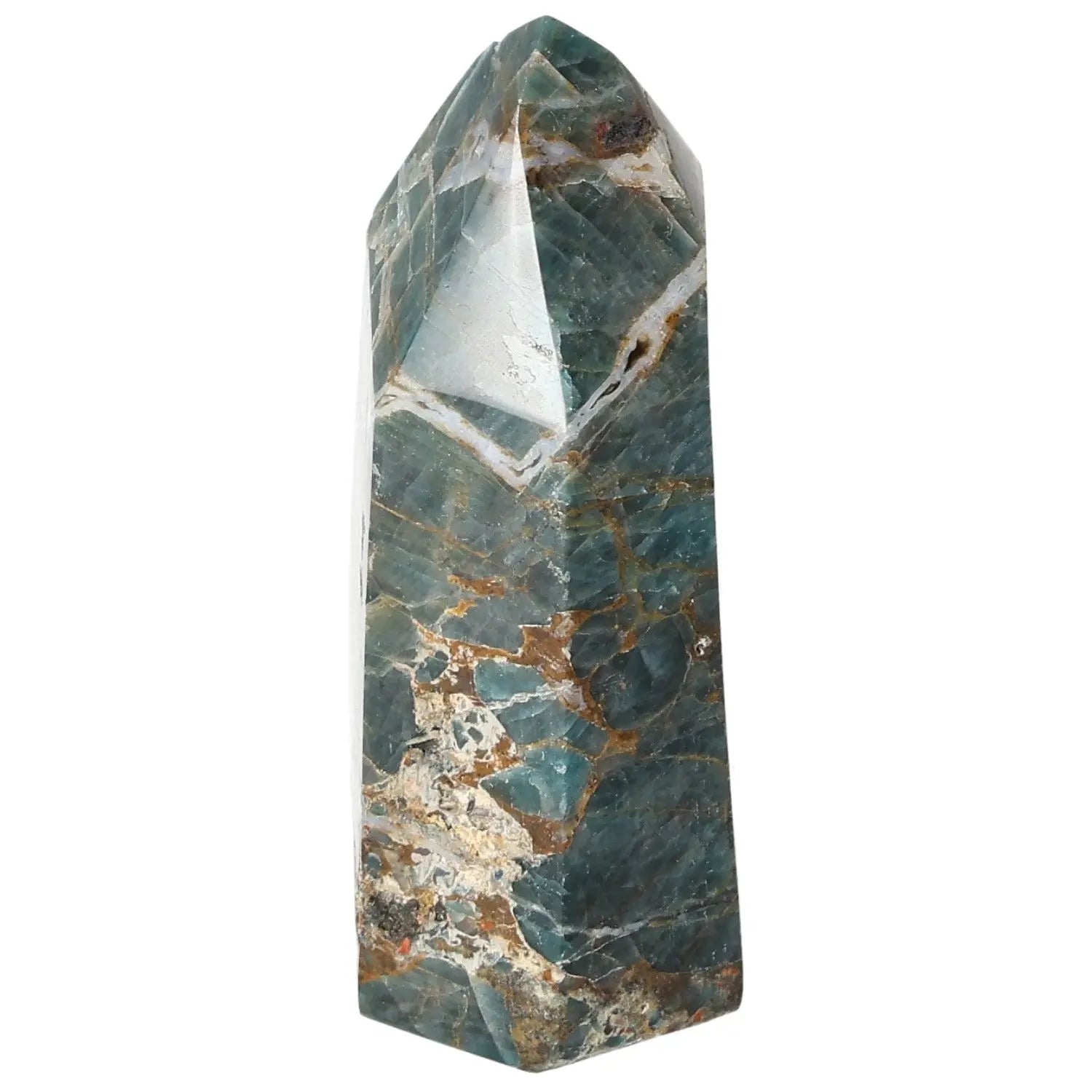 Apatite Obelisk by Sylvia Crystals, showcasing luxury craftsmanship for spiritual enhancement and decorative elegance.