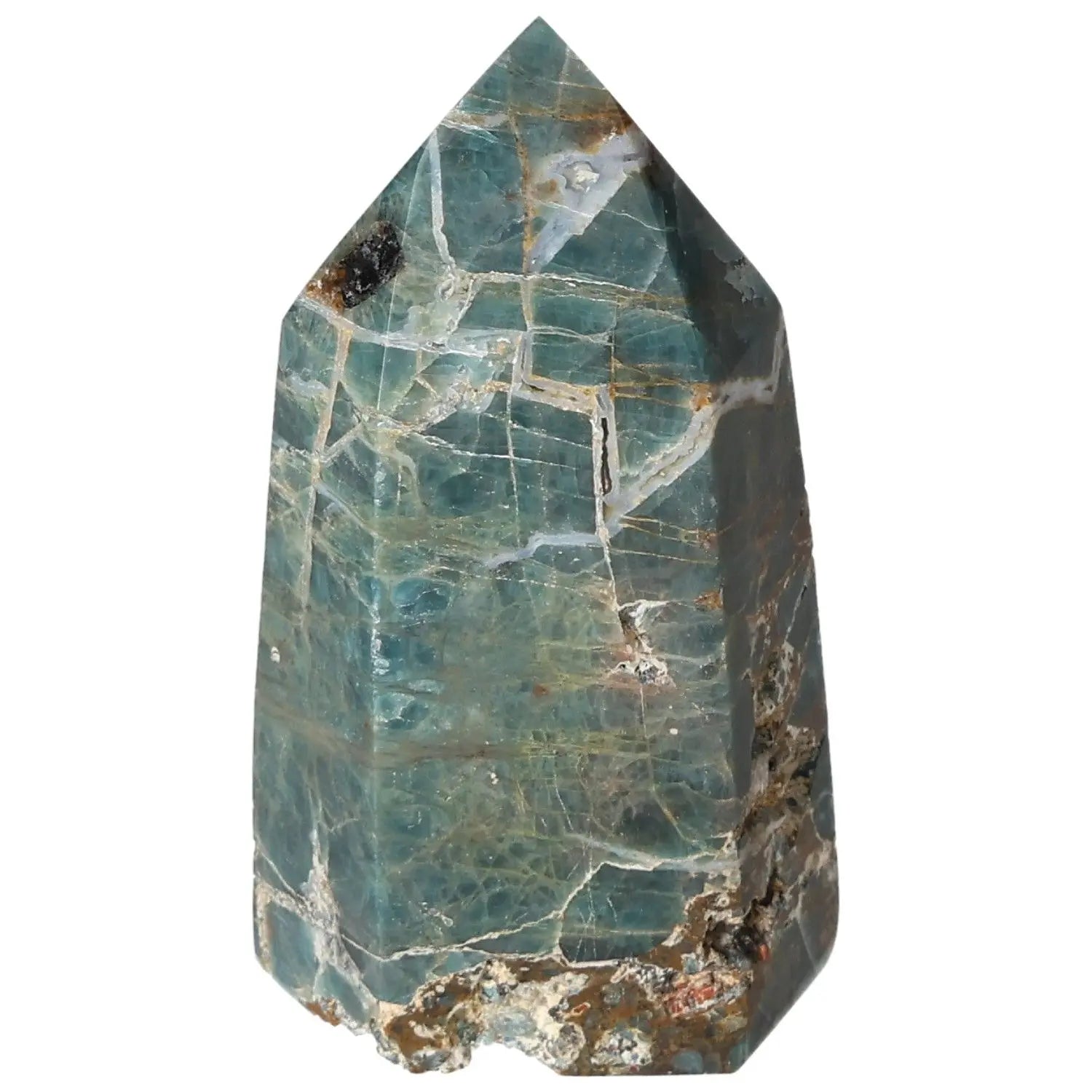 Apatite Obelisk from Sylvia Crystals, showcasing exquisite craftsmanship and natural beauty for luxury and spiritual enhancement.