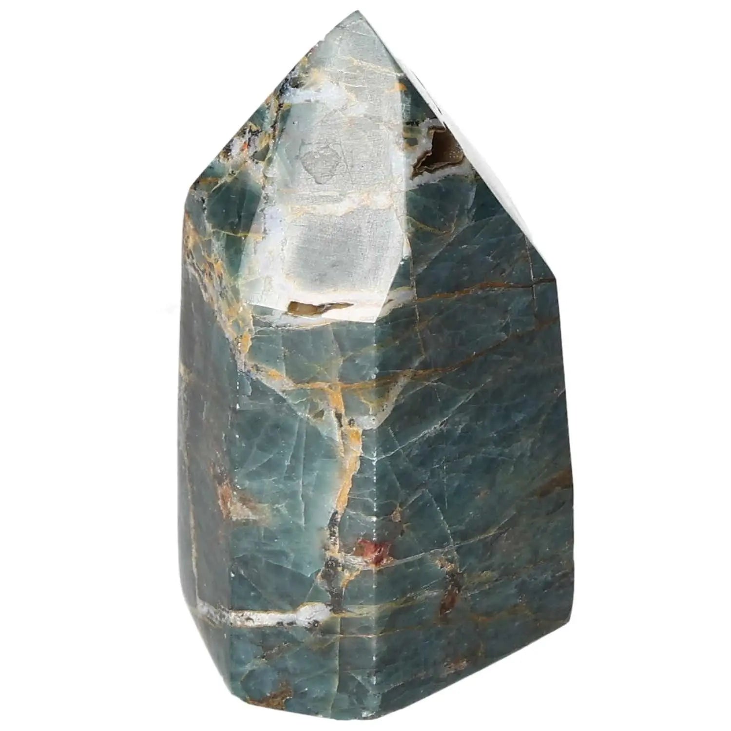 Apatite Obelisk by Sylvia Crystals, handpicked for quality; features striking blue hues, symbolizing harmony and spiritual enlightenment.