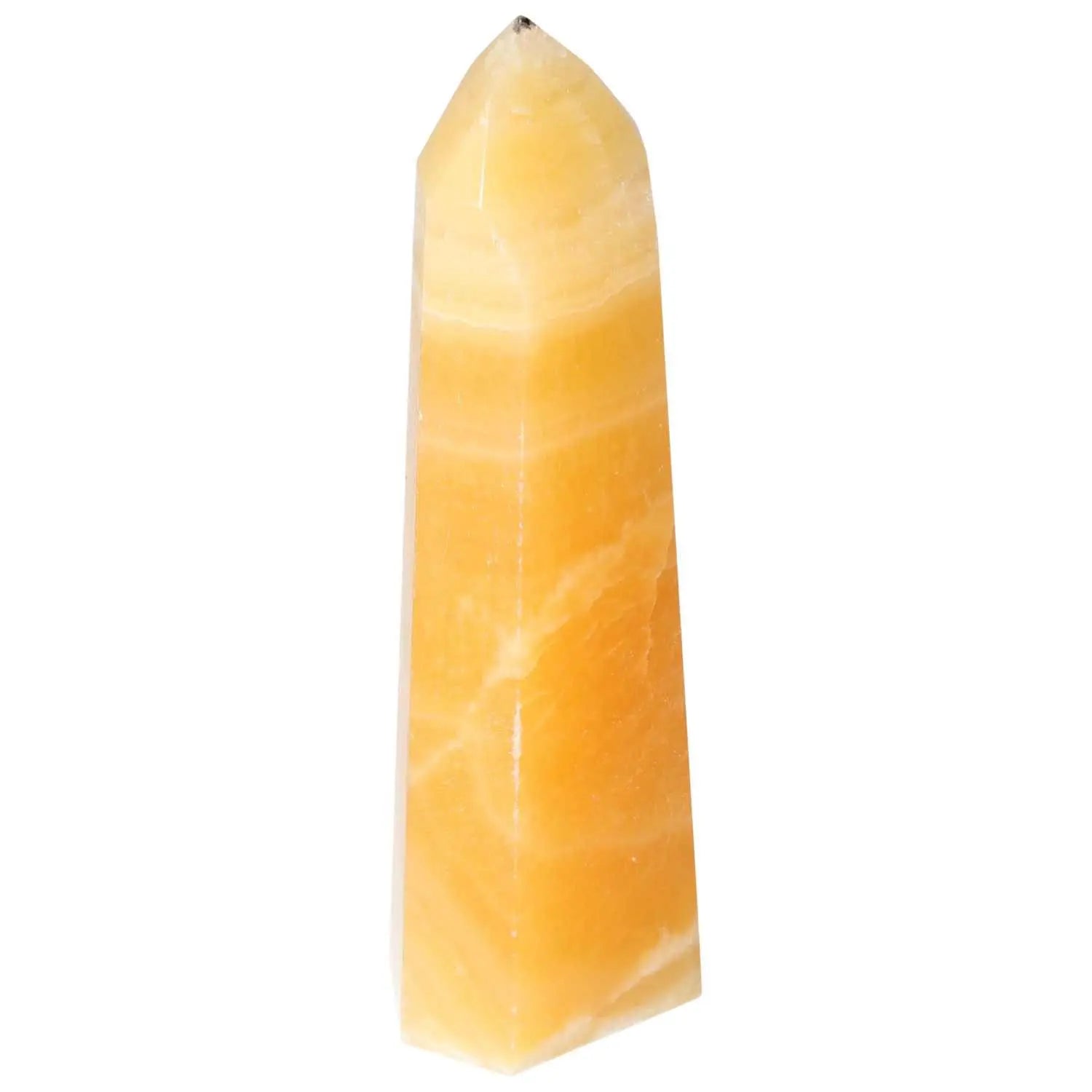 Mexican Calcite Obelisk - Sylvia Crystals luxury, boosting self-confidence and motivation with spiritual elegance.
