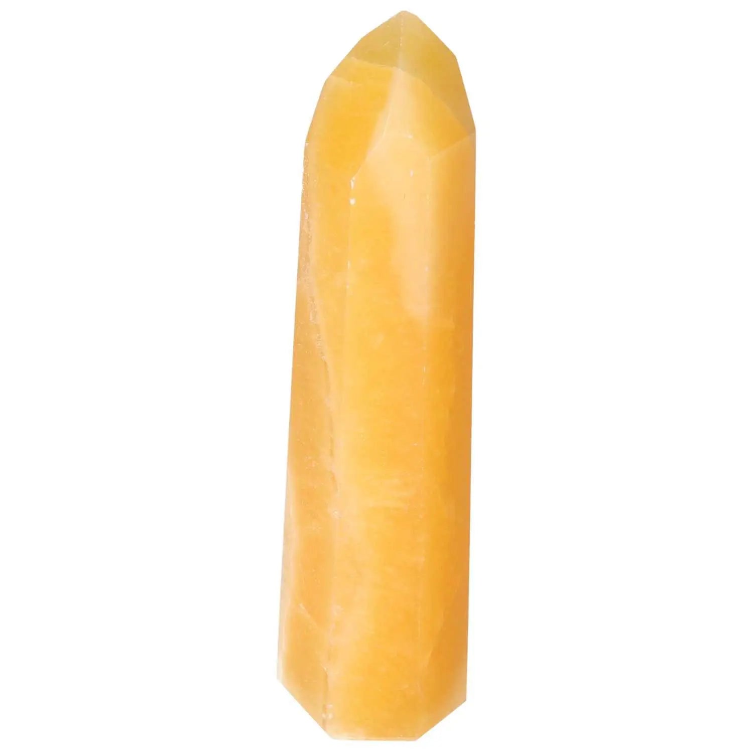 Mexican Calcite Obelisk by Sylvia Crystals, known for boosting self-confidence and personal growth.