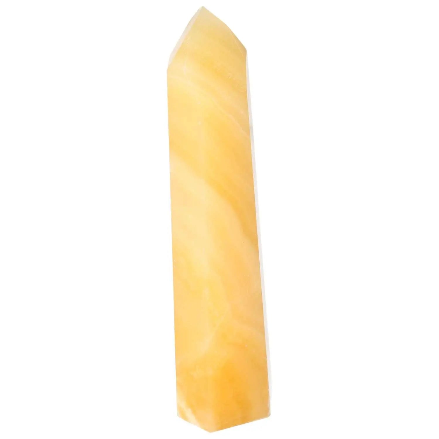 Mexican Calcite Obelisk from Sylvia Crystals, enhancing motivation, concentration, and memory with elegance and quality.
