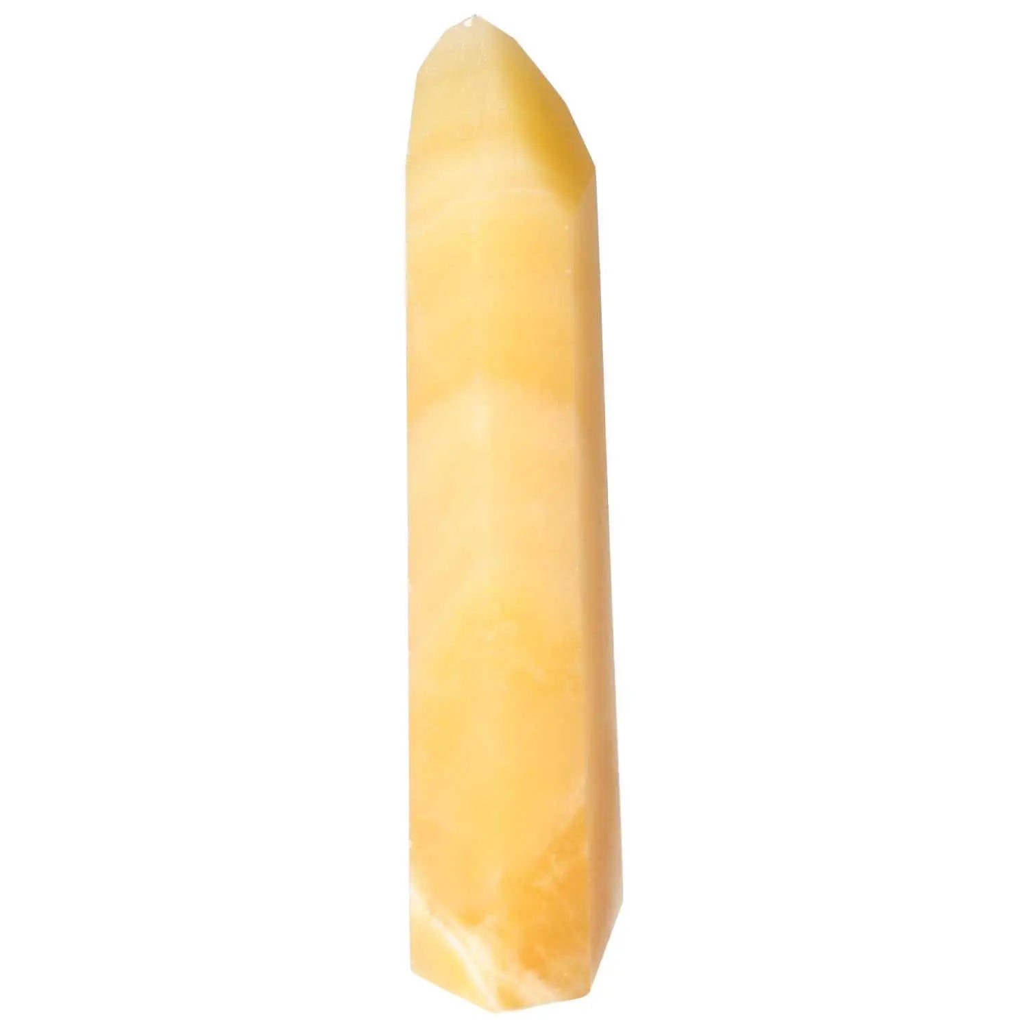 Mexican Calcite Obelisk from Sylvia Crystals, enhancing motivation and concentration, premium quality stone.