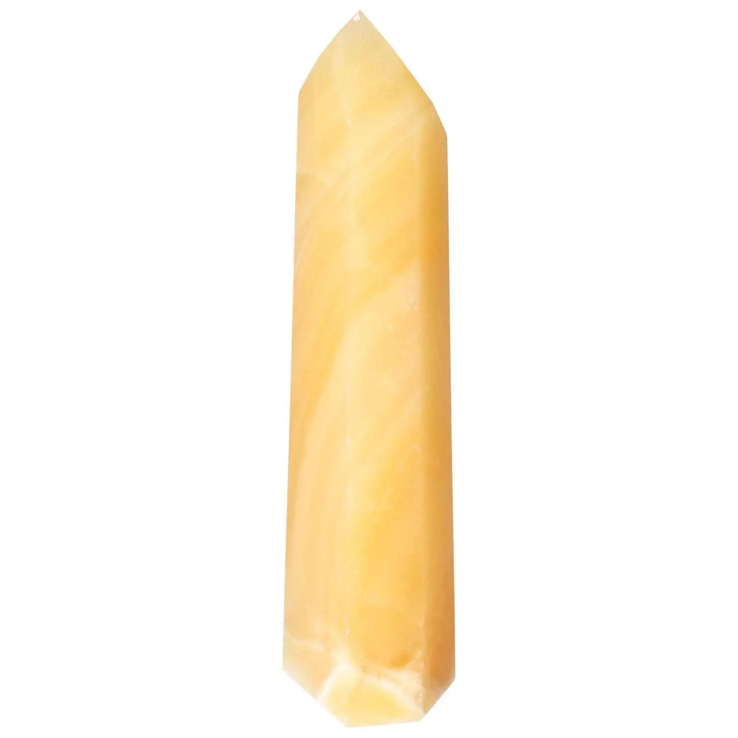 Mexican Calcite Obelisk from Sylvia Crystals, enhancing motivation and energy, ideal for boosting concentration and memory