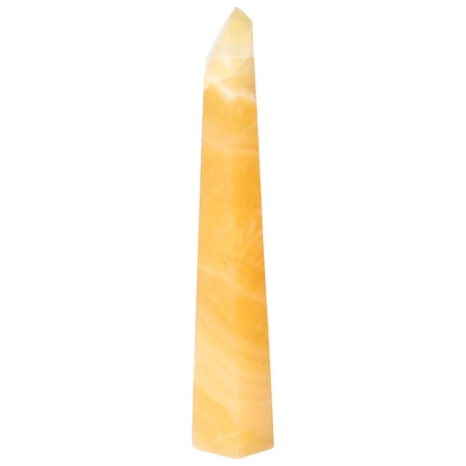 Mexican Calcite Obelisk by Sylvia Crystals, a luxurious piece promoting self-confidence and motivation.