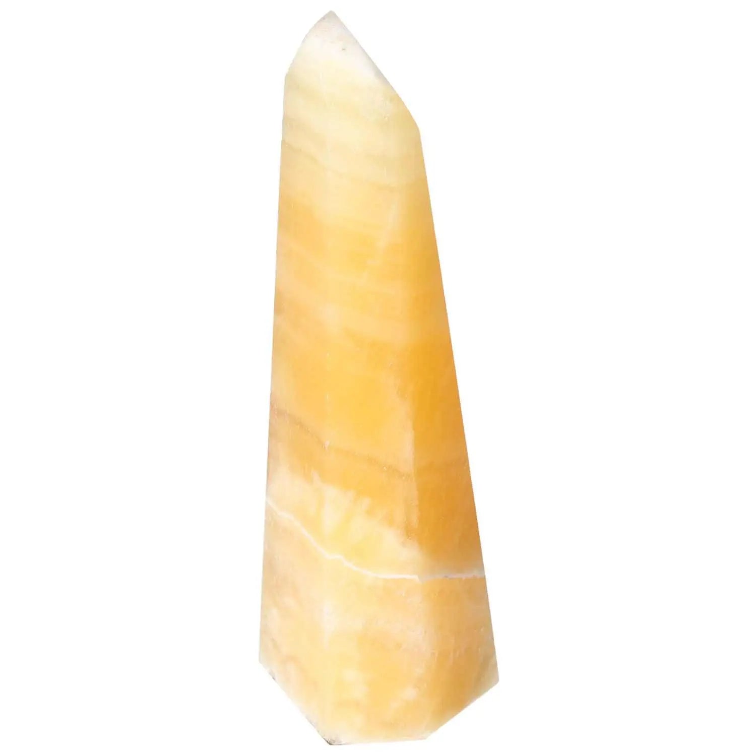 Mexican Calcite Obelisk from Sylvia Crystals, premium quality for decor and personal transformation, enhances self-confidence.
