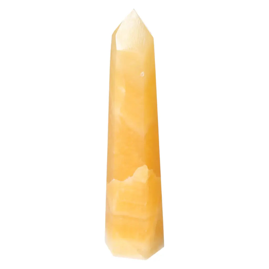 Mexican Calcite Obelisk by Sylvia Crystals, enhancing self-confidence and motivation. Premium crystal for transformation.