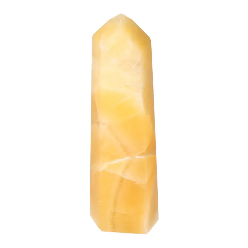 Mexican Calcite Obelisk by Sylvia Crystals, a premium crystal for spiritual growth and self-discovery, known for enhancing confidence.