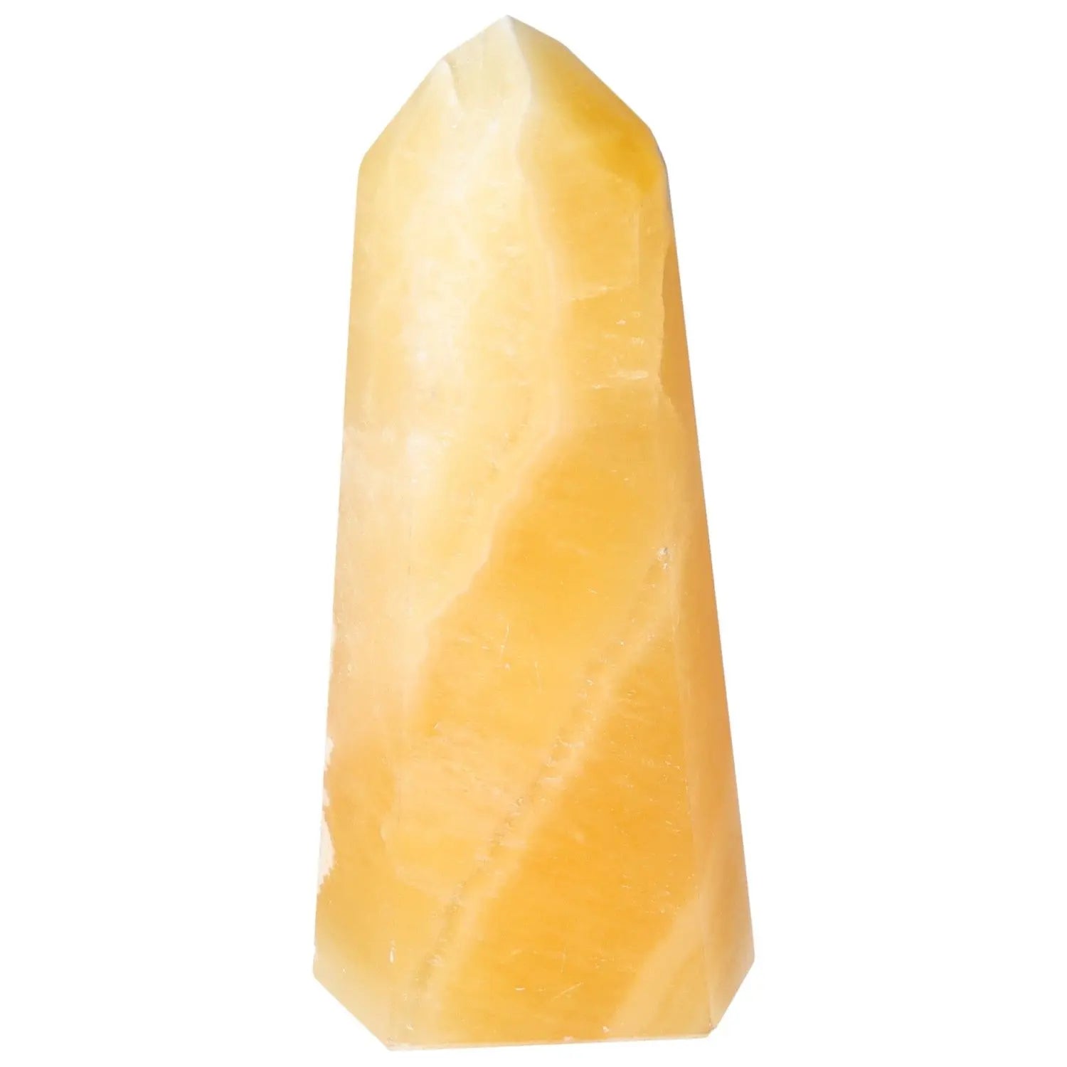 Mexican Calcite Obelisk from Sylvia Crystals, a handpicked luxury spiritual tool for enhancing self-confidence and motivation.