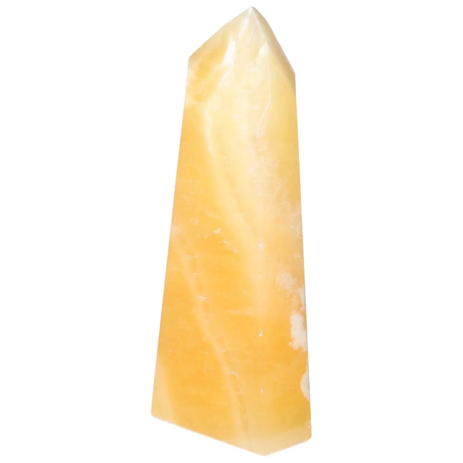 Mexican Calcite Obelisk from Sylvia Crystals - handcrafted premium crystal for luxury, spirituality, self-confidence, and motivation.