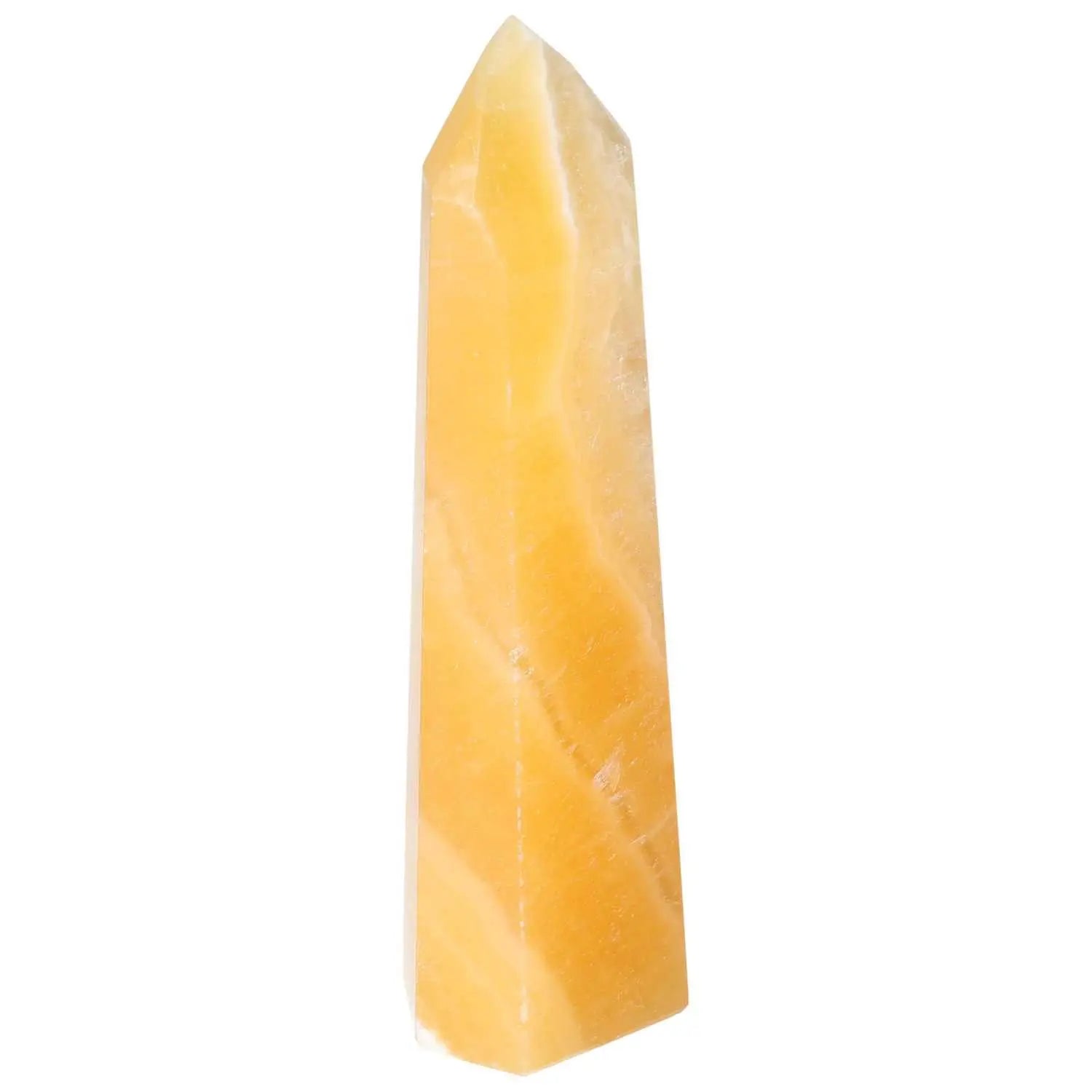 Mexican Calcite Obelisk from Sylvia Crystals, enhances self-confidence and spiritual clarity with its natural elegance.