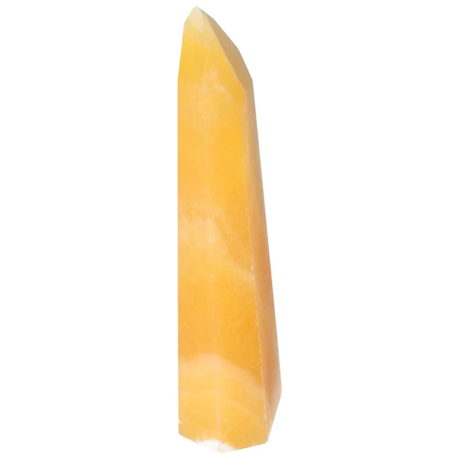 Mexican Calcite Obelisk by Sylvia Crystals, enhancing self-confidence and spiritual clarity with its natural elegance.